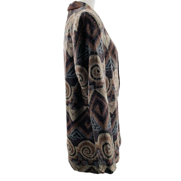 David Paul New York Vintage 80s Brown Aztec Ethnic Soft Flannel Retro Blazer M - Picture 4 of 13